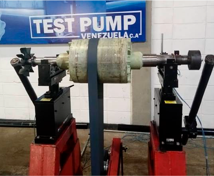 Rotor de motor en proceso de balanceo